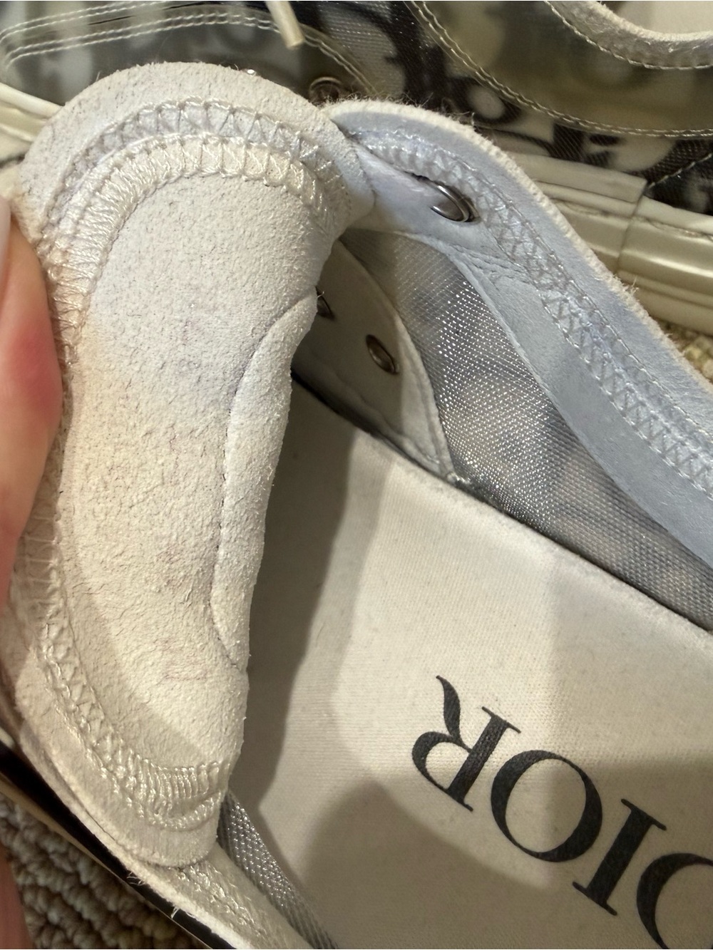 Dior Transparent Monogram Low-Top Sneakers in Silver and White - Picture 11 of 11